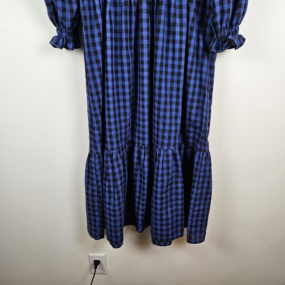 O.P.T Kobo Dress In Blue Gingham Size M NWT Smocked - Picture 3 of 10